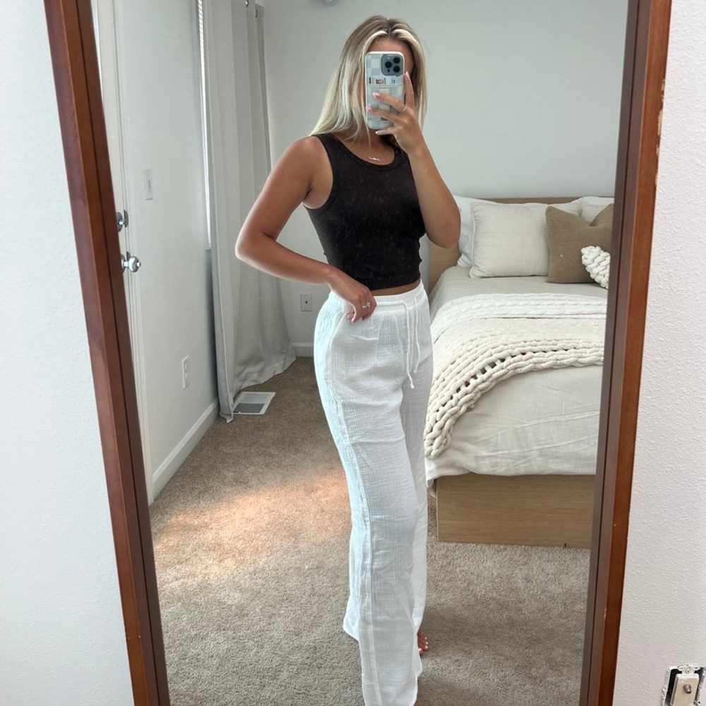 Abercrombie & Fitch White Wide Leg Pants